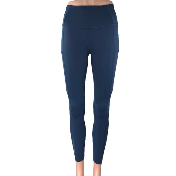 Lululemon Blue Skinny Leg Mid Rise Athletic Workout Yoga Gym Leggings Pants Sz 4 - Picture 1 of 5